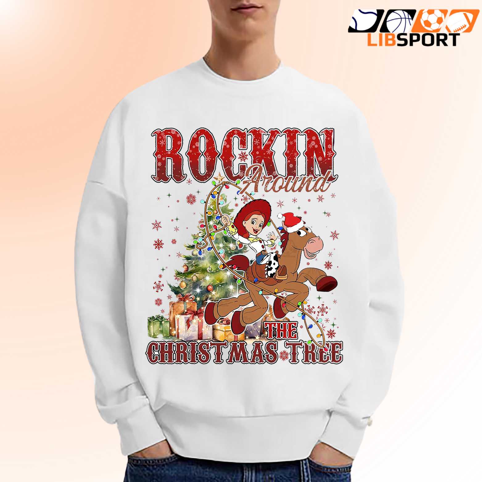 Rockin Around The Christmas Tree T Shirt, Cartoon Toy Cowgirl Shirt